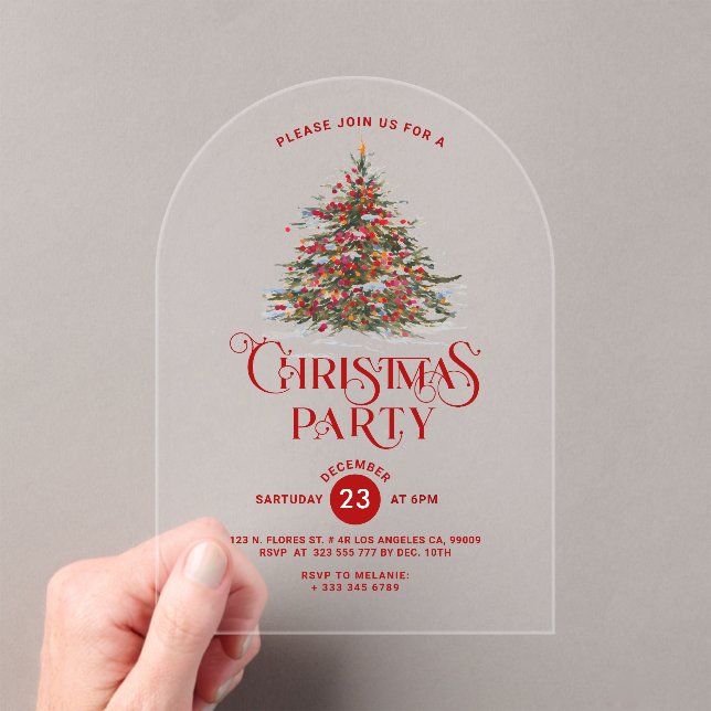 Invitación de Fiesta de Navidades de árbol de vaca (Insitu (portátil))