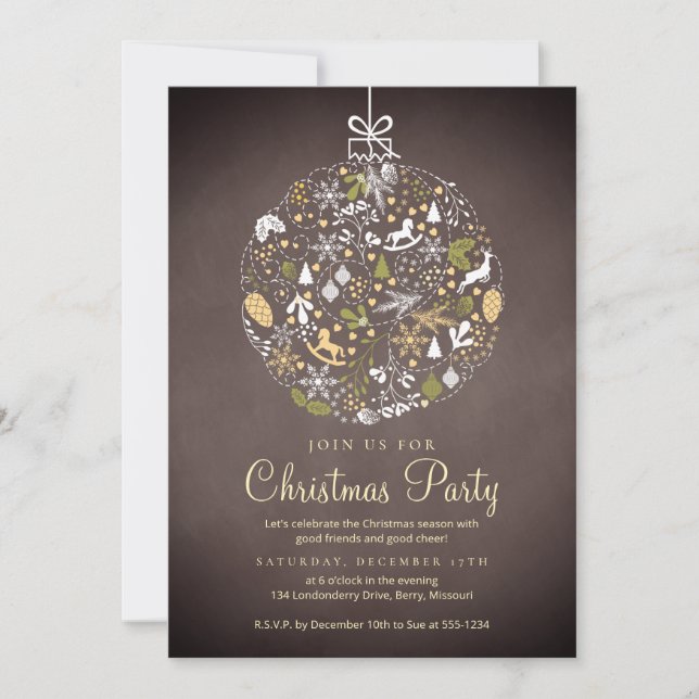Invitación de fiesta de Navidades de celebraciones (Anverso)