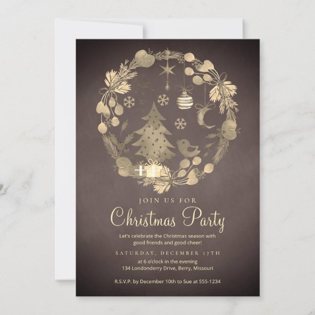 Invitación de fiesta de Navidades de celebraciones (Anverso)