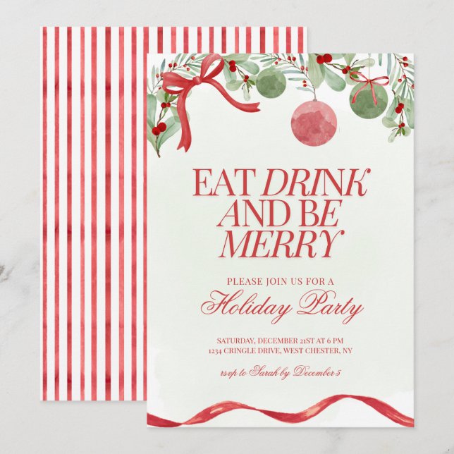 Invitación de Fiesta de Navidades de Coquette de c (Anverso / Reverso)