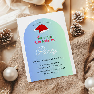 Invitación de fiesta de Navidades de degradado mod