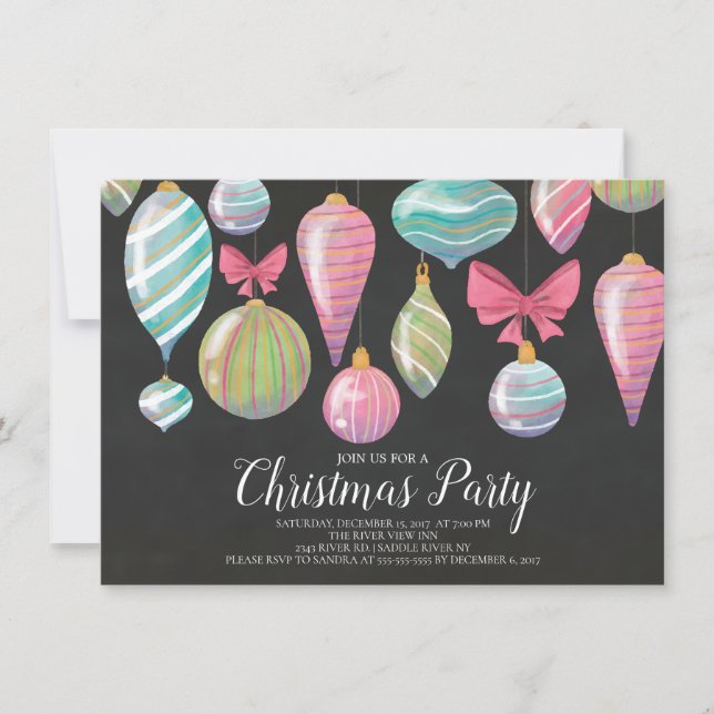 Invitación de fiesta de Navidades de Ornamentos Co (Anverso)