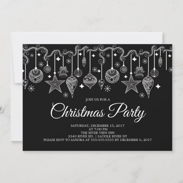 Invitación de fiesta de Navidades de Ornamentos Co (Anverso)