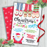 Invitación de fiesta de navidades de Pajama<br><div class="desc">Celebra a los Navidades con este lindo Fiesta Pajama. Presenta Happy Santa Claus,  pj de navidades,  oso polar,  zapatillas de reno y santa,  copos de nieve,  ornamentos y divertidas fuentes coloridas. Ideal para una fiesta de cumpleaños o fiesta de cumpleaños.</div>