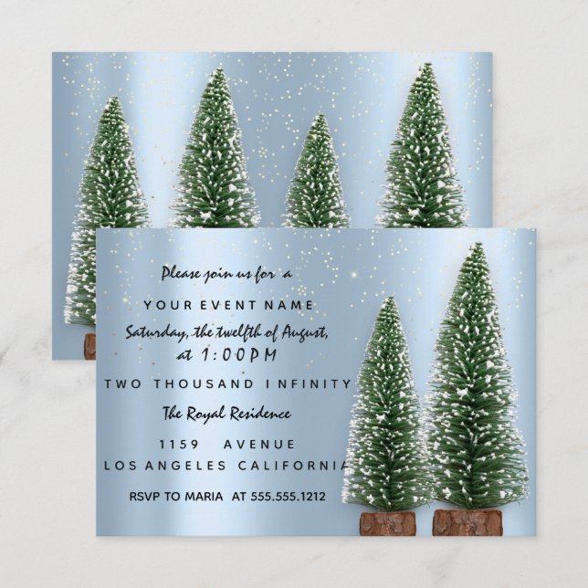 Invitación de fiesta de Navidades de vacaciones Ce (Anverso / Reverso)