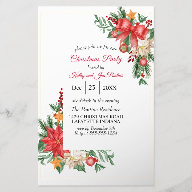 Invitación de fiesta de Navidades de volante acuar (Frente)