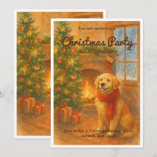Invitación de Fiesta de navidades ・ Escena de perr