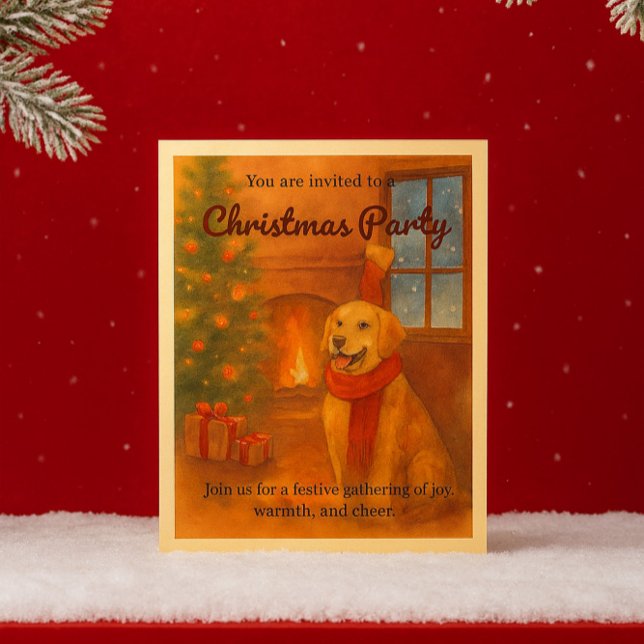 Invitación de Fiesta de navidades ・ Escena de perr (Cozy vibes & wagging tails  A zazzlemade card for your Christmas cheer! #zazzlemade #dogmas)