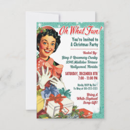 Invitación de Fiesta de Navidades Gal Retro - ¡Qué