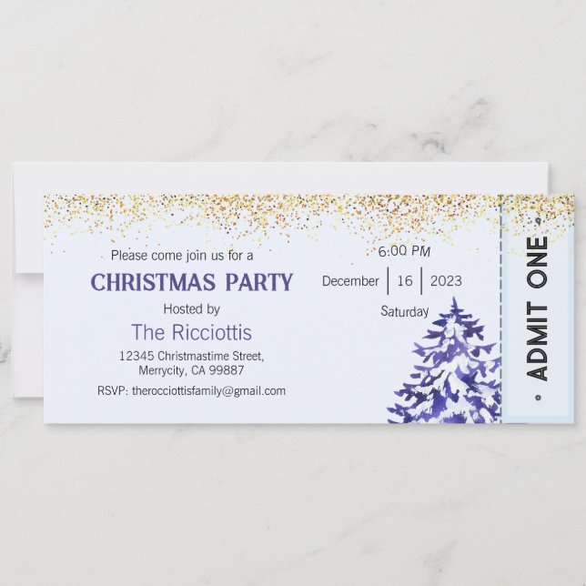 Invitación de fiesta de navidades, invitación de N (Anverso)