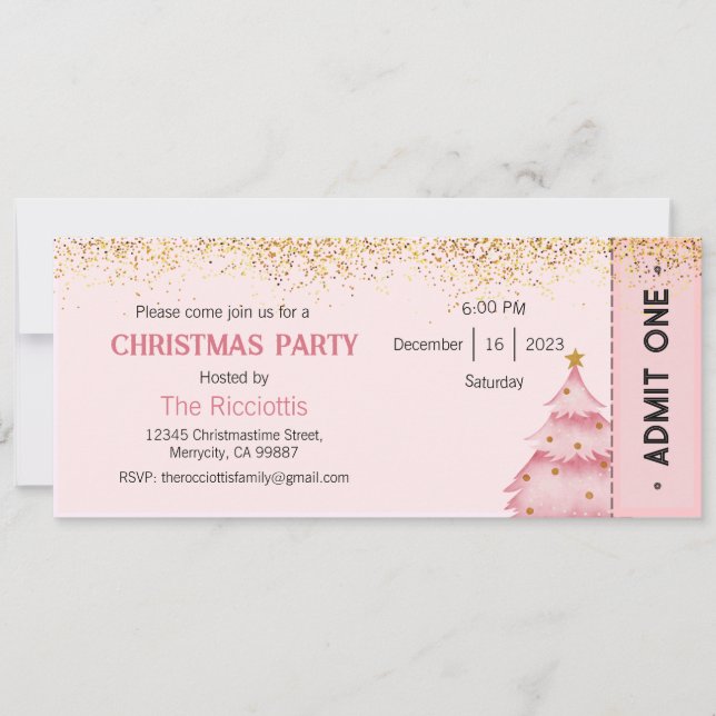 Invitación de fiesta de navidades, invitación de N (Anverso)
