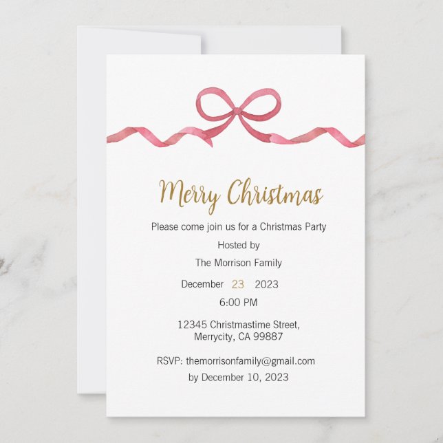 Invitación de fiesta de navidades, invitación de N (Anverso)