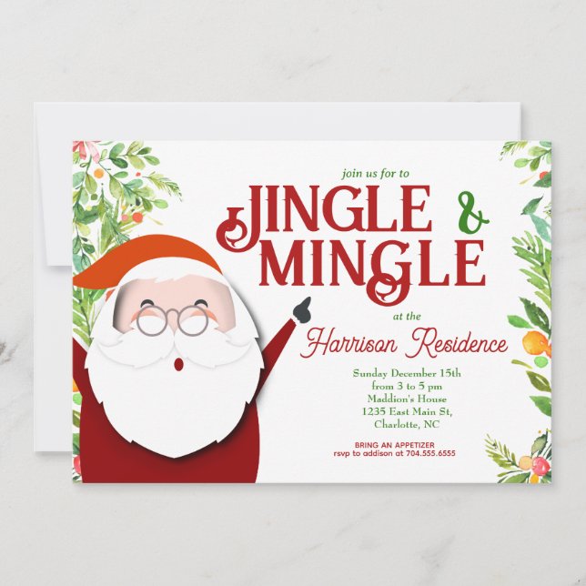 Invitación de Fiesta de Navidades Jingle y Mingle (Anverso)