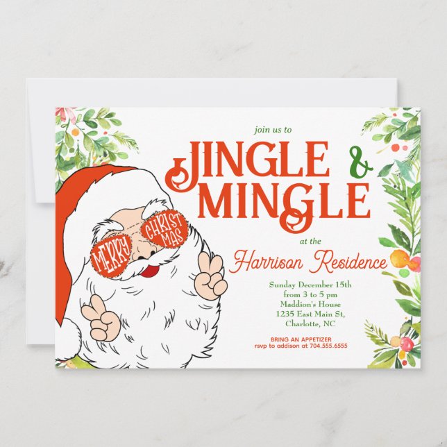 Invitación de Fiesta de Navidades Jingle y Mingle (Anverso)