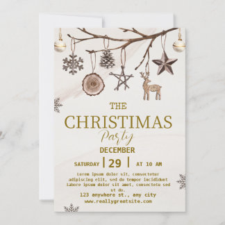 invitación de fiesta de Navidades marrones