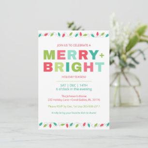 Invitación de fiesta de Navidades merry + Bright