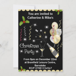Invitación de fiesta de navidades - Negro y oro