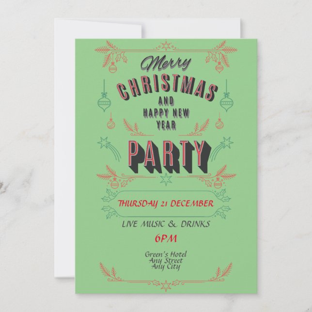 Invitación de fiesta de navidades. Personalizar (Anverso)