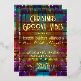 Invitación de fiesta de navidades Retro Groovy Vib