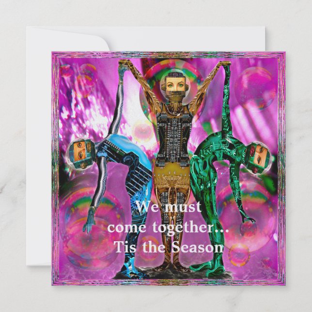 Invitación de Fiesta de Navidades robóticos (Anverso)