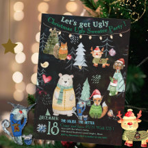 Invitación de fiesta de Navidades suéteres feos