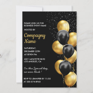 Invitación de fiesta de negocios de oro negro Glob
