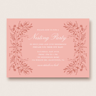 Invitación de fiesta de nidación floral rosa
