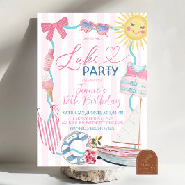 Invitación de fiesta de niña con lazo coqueta capr