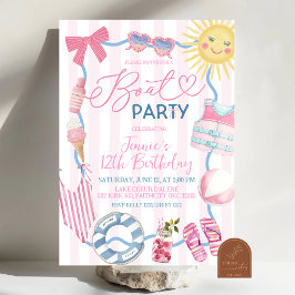 Invitación de fiesta de niña con lazo coqueta capr
