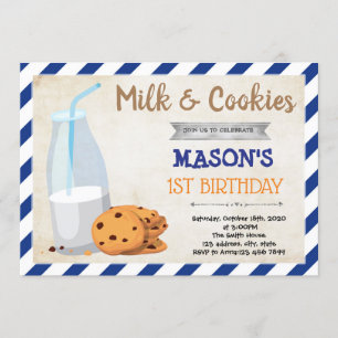 invitación de fiesta de niño de leche Y galletas