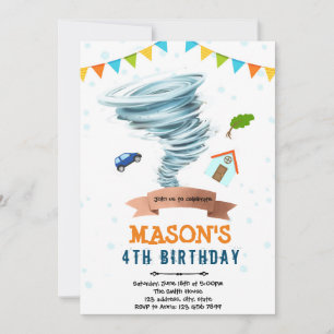invitación de fiesta de niño tornado