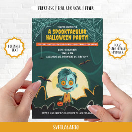 Invitación de fiesta de niño zombi Halloween