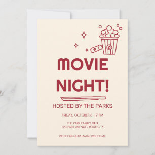Invitación de fiesta de noche de cine retro dibuja