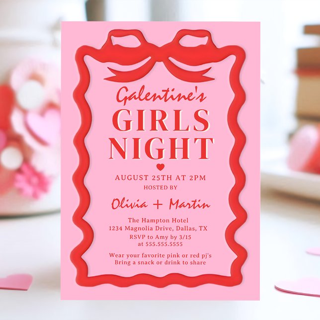 Invitación de fiesta de noche de Galentines en ros (Subido por el creador)