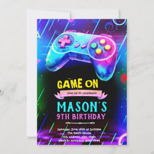 invitación de fiesta de noche de juego de brillo