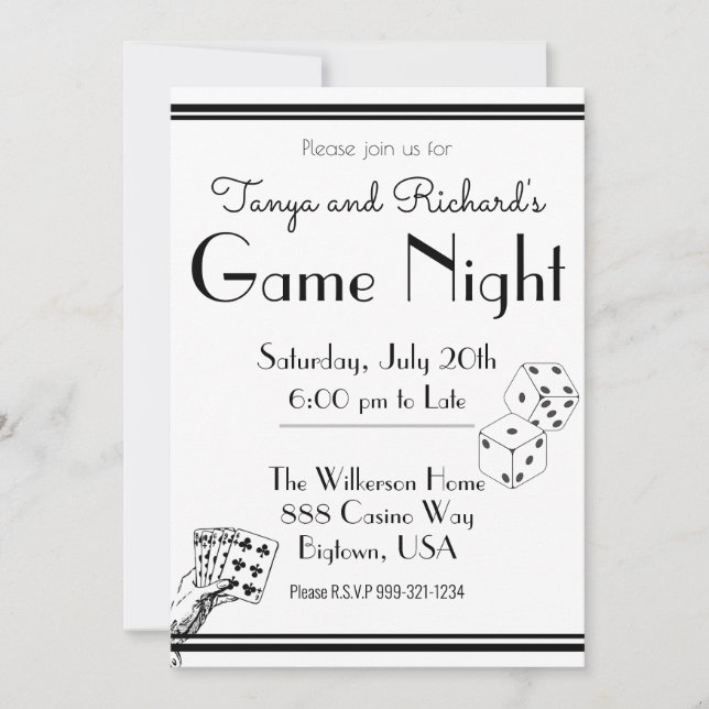Invitación de fiesta de noche de juegos Retro Blan (Anverso)