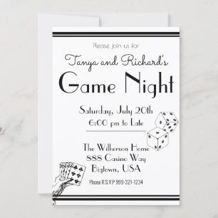 Invitación de fiesta de noche de juegos Retro Blan