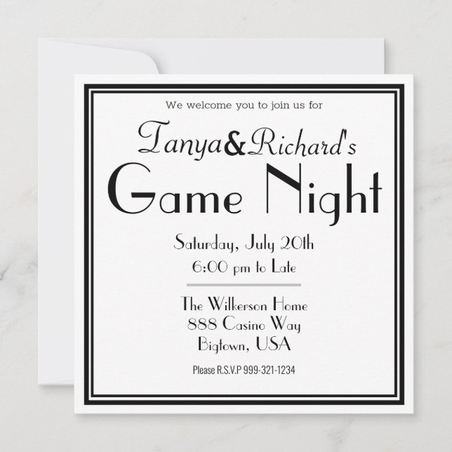 Invitación de fiesta de noche de juegos Retro Clás (Anverso)