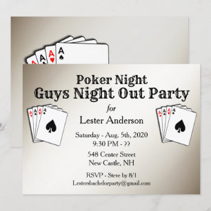 Invitación de fiesta de noche de póquer con título