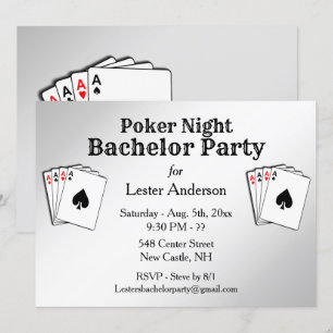 Invitación de fiesta de noche de póquer con título