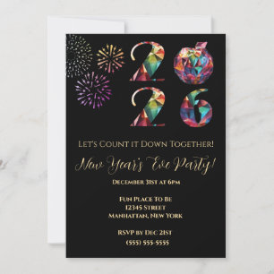 Invitación de fiesta de Nochevieja-Colorida-