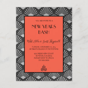 Invitación de fiesta de Nochevieja con arte Deco V