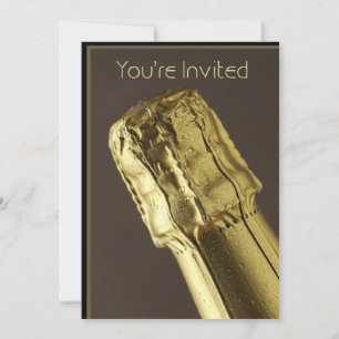 Invitación de fiesta de Nochevieja con botella de