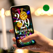 Invitación de fiesta de Nochevieja con brillo de o