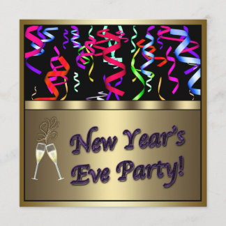 Invitación de Fiesta de Nochevieja con Champán y C