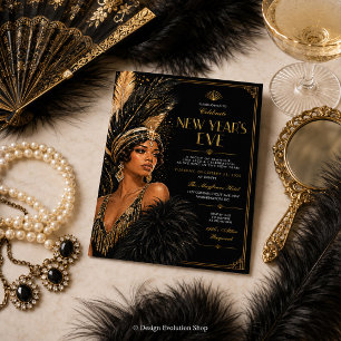 Invitación de fiesta de Nochevieja con estilo Art