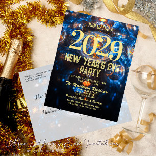 Invitación de fiesta de Nochevieja de Luxury Blue