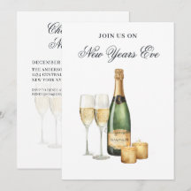 Invitación de fiesta de Nochevieja elegante