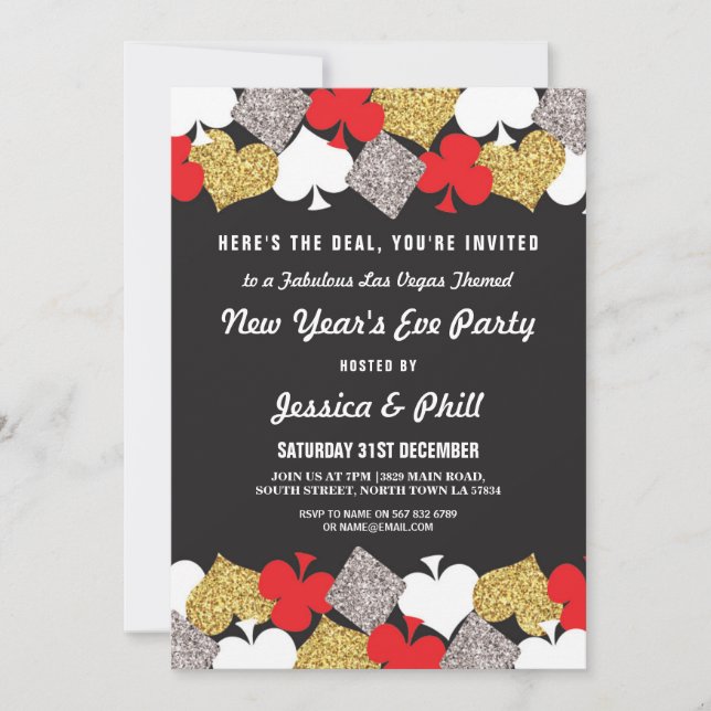 Invitación de Fiesta de Nochevieja Las Vegas Casin (Anverso)