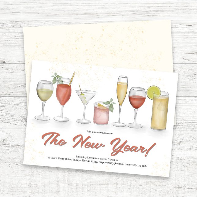 Invitación de fiesta de Nochevieja linda (New Year's Eve Custom Party Invitations.)